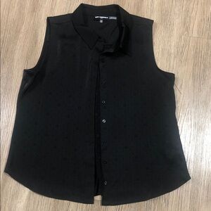 New Karl Lagerfeld Black Sleeveless Button Down blouse  Xl